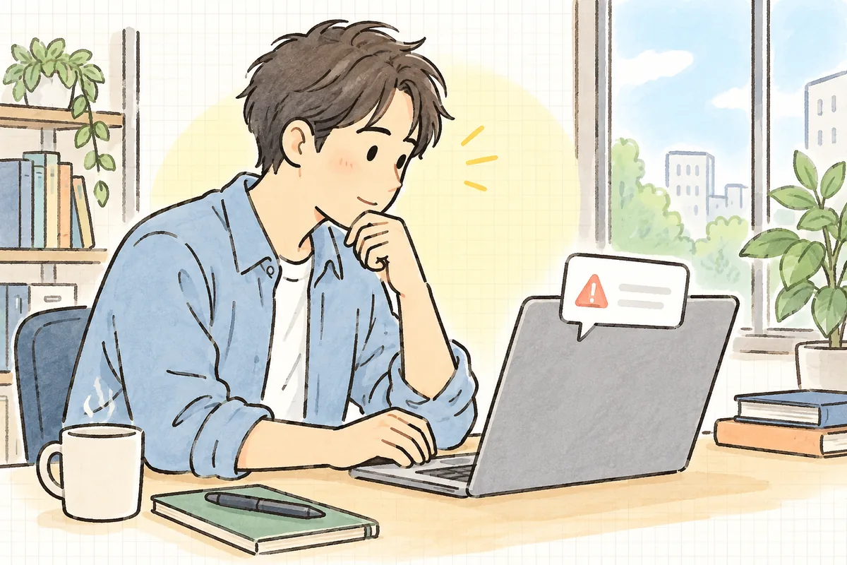 AI機能の失敗時に画面へ出すメッセージを、利用者の気持ちを想像しながら考えている開発者