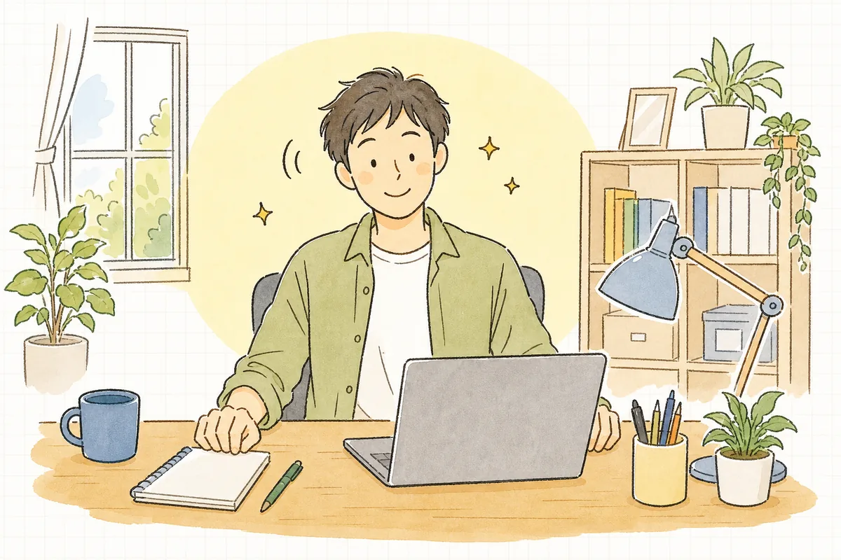 一次情報で裏を取り終え、確かめたコードに納得して次の作業へ落ち着いて進もうとしている開発者