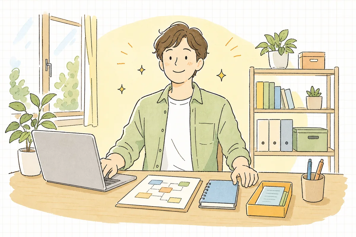 受け取ったJSONを検証と復旧の受け皿に通す仕組みを整えて安心し、落ち着いた表情で本番運用へ進もうとしている開発者