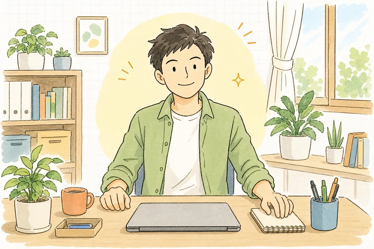 AI呼び出しの窓口を一つにまとめ終えて、モデルを差し替えても慌てずに済む見通しが立ち、落ち着いた表情で次の作業に移ろうとしている開発者