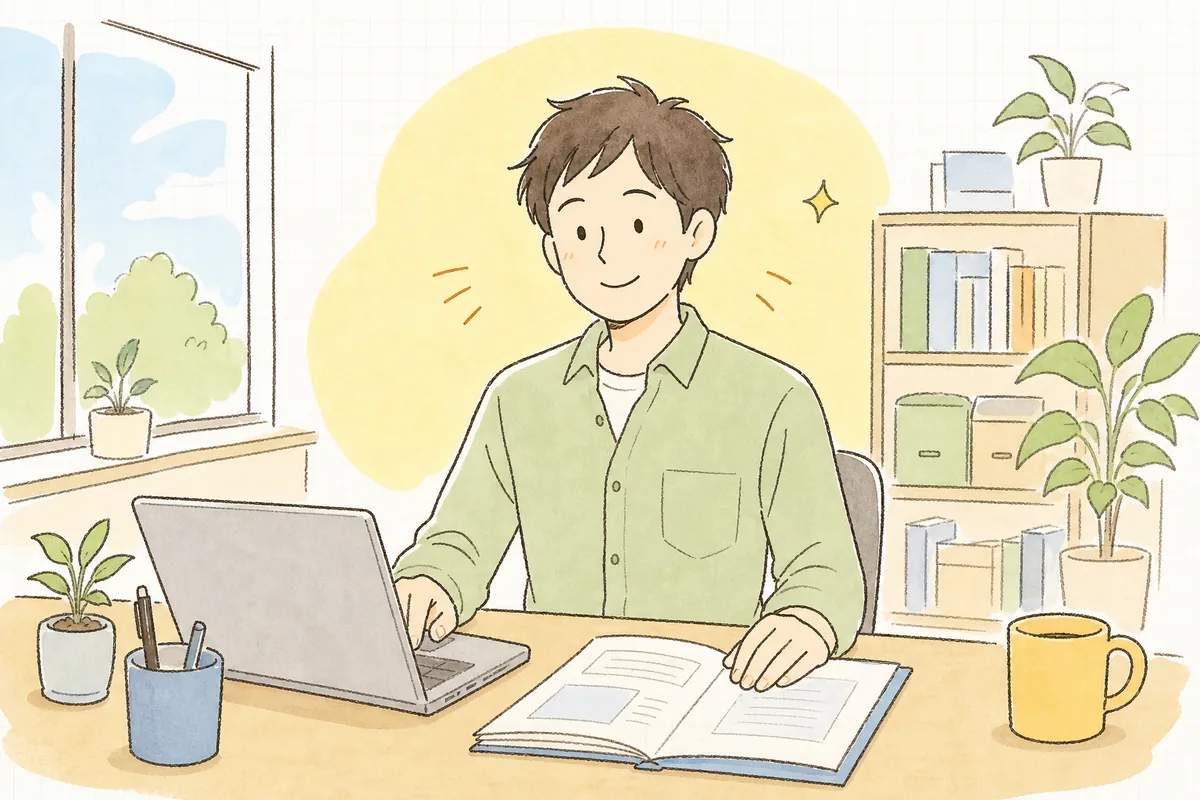 最新のドキュメントを渡して確かめ、古い書き方に振り回されずに済んだ手応えで、落ち着いて次の作業へ進もうとしている開発者