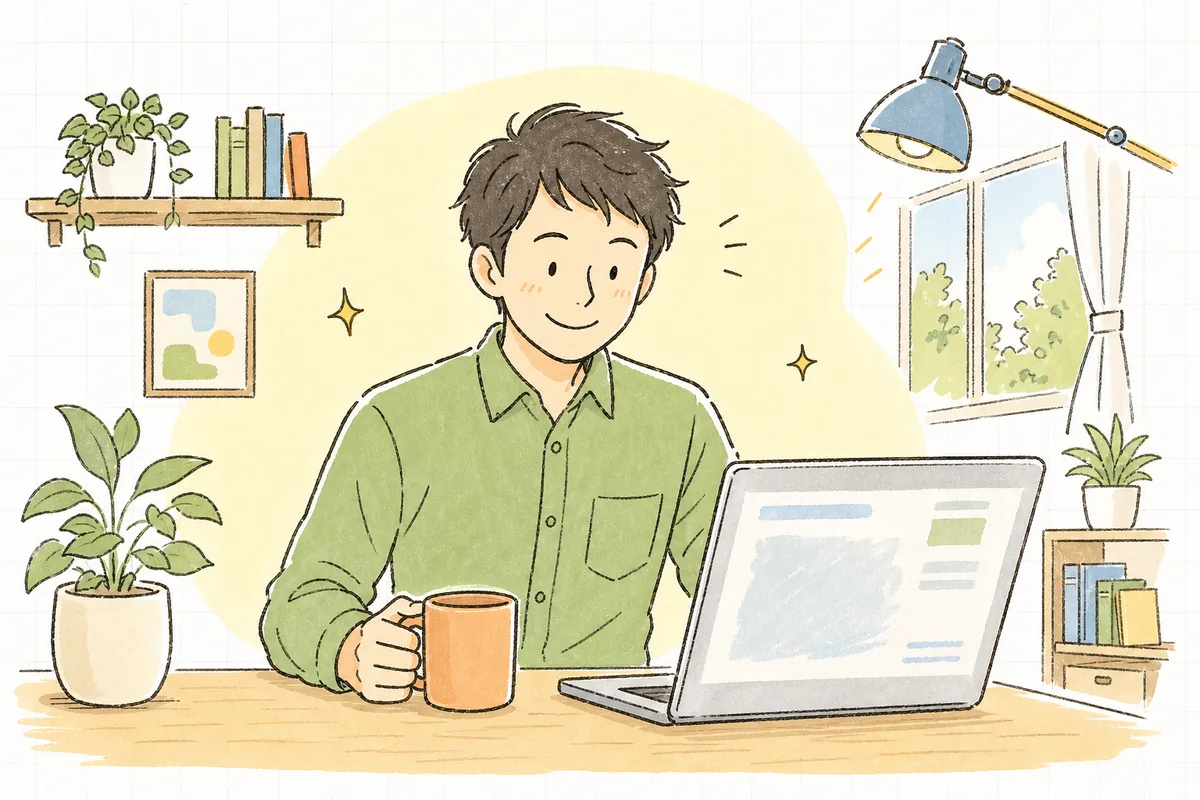 応答が少しずつ流れ出す画面を眺めながら、うまくいったことに安心して表情がゆるんだ開発者