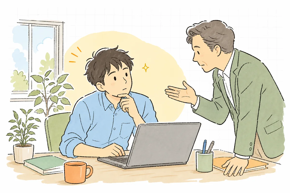 上司に「で、効果あったの？」と聞かれ、AI活用の手応えはあるのにどう数字で伝えたものかと考え込んでいる開発者
