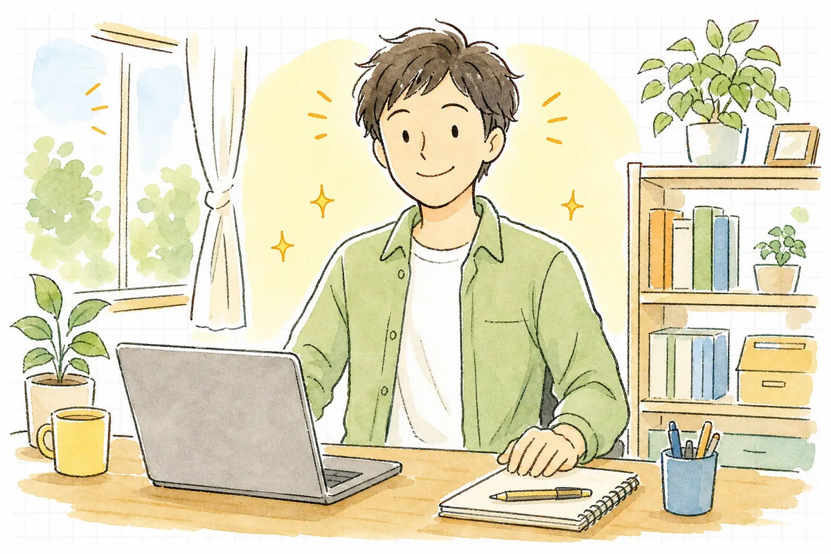 確かめたうえで安心してライブラリを取り込み、落ち着いた表情で次の作業に進もうとしている開発者